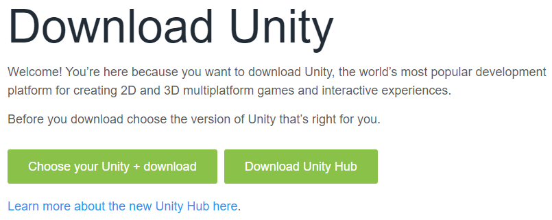 Mengunduh **Unity Hub**