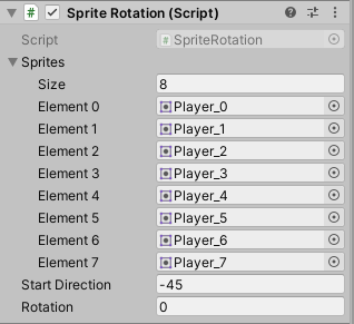 Mengatur _input field_ pada _component_ `Sprite Rotation`