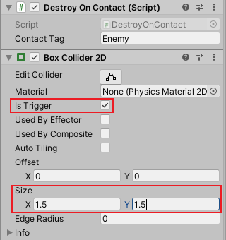 Mengatur _component_ untuk _collision_