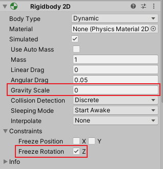 Mengatur _component_ `Rigidbody 2D`